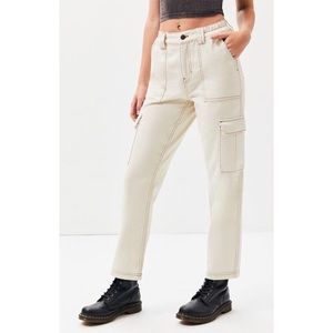 Straight Leg Off White Cargo Pants